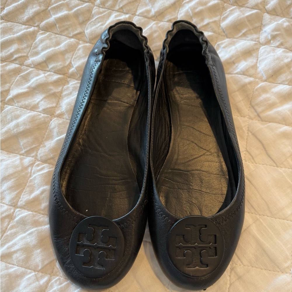 Tory Burch Black Minnie Travel Ballet Flats